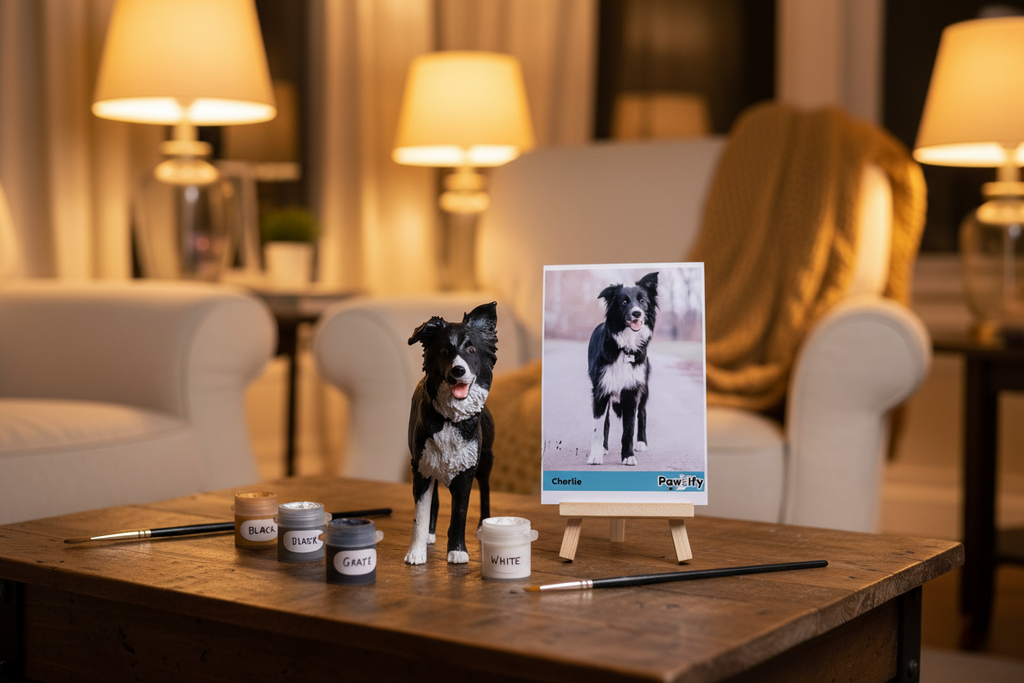 Border Collie scene with matching paint colors