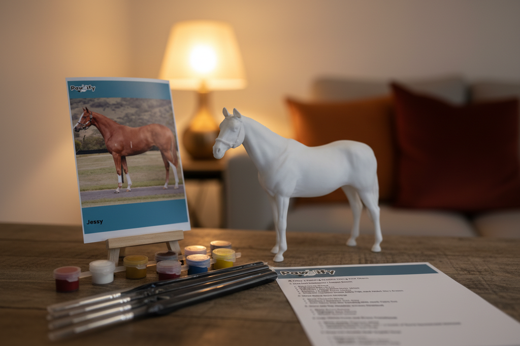 Horse painting kit with warm cosy background